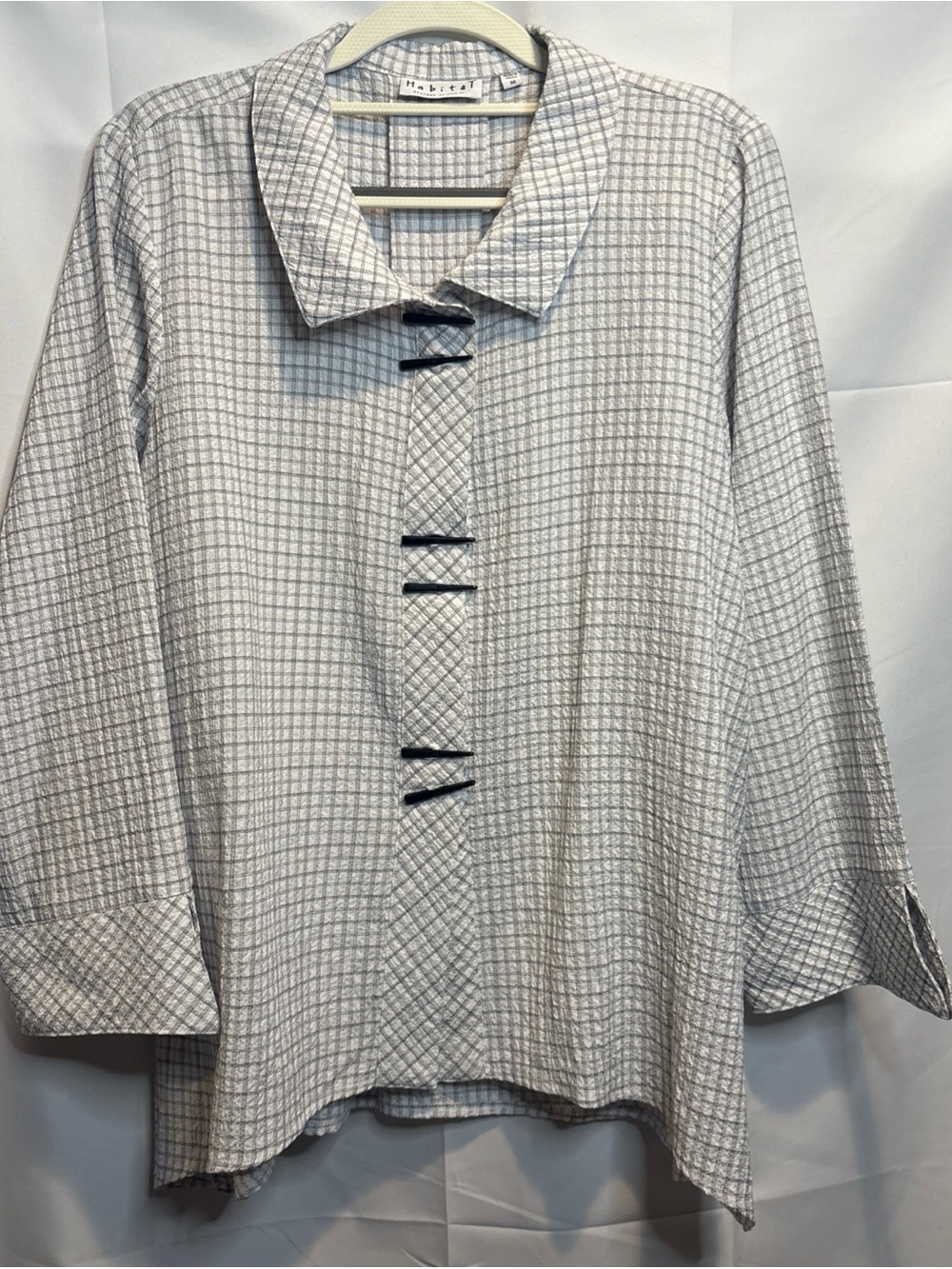 Habitat Gray Check Plaid Button-Loop Casual Shirt